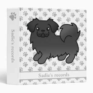 Black Tibetan Spaniel Cute Cartoon Dog & Text Binder