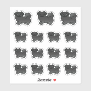Black Tibetan Spaniel Cute Cartoon Dogs