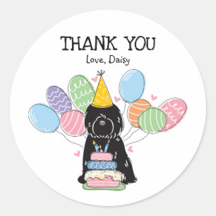 Black Tibetan Terrier Birthday Favour Tags Sticker