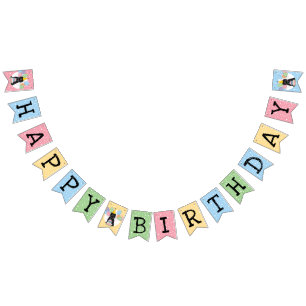 Black Tibetan Terrier Dog Birthday Party Bunting Flags