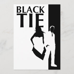 black tie affair : man & woman silhouettes invitation