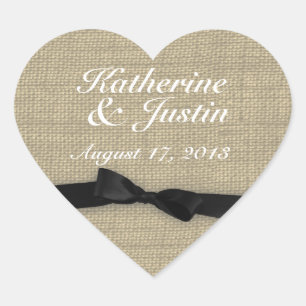 Black Tie and Burlap Heart Heart Sticker