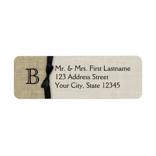 Black Tie and Burlap Monogram Return Address Label