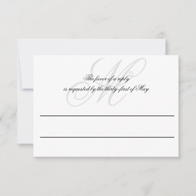 Black Tie | Black White | Wedding RSVP (Front)