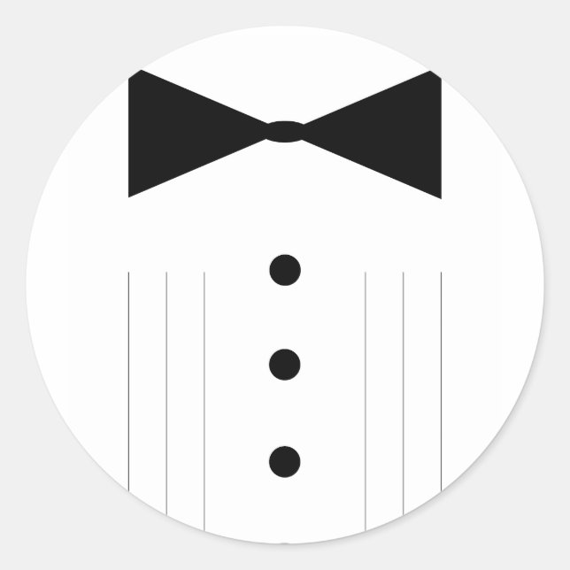 black tie bowtie tuxedo classic round sticker (Front)