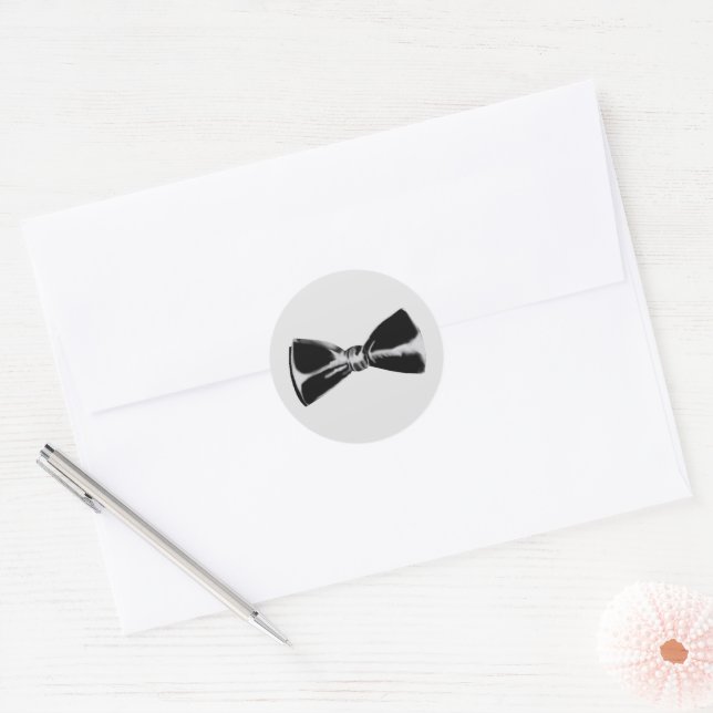 Black tie  classic round sticker (Envelope)
