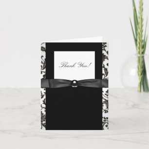 Black Tie Damask Thank You Cards