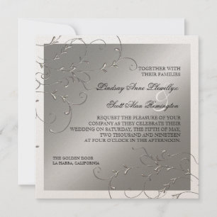 Black Tie Elegance, Silver Wedding Invitations