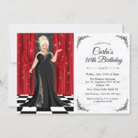 Black Tie Elegant Gown Birthday Invitation