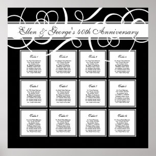 Black Tie Elegant Party 12 Table Seating Chart