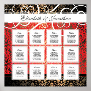 Black Tie Elegant Party 12 Table Seating Chart