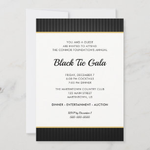 Black Tie Gala Business Professional Dinner Invitation
