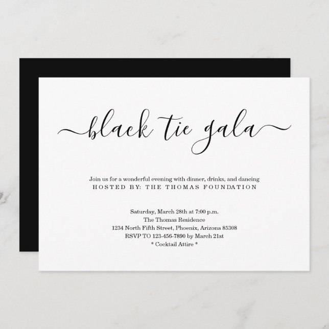 Black Tie Gala Invitation (Front/Back)