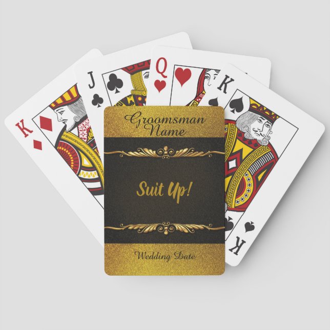 Black Tie Groomsman Playing Card Favors (Back)