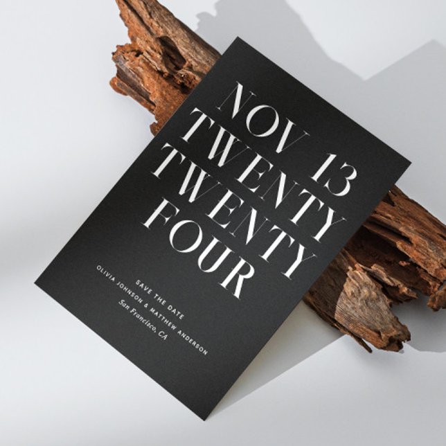 Black Tie Modern Wedding. Minimalist Formal Simple Save The Date (Creator Uploaded)