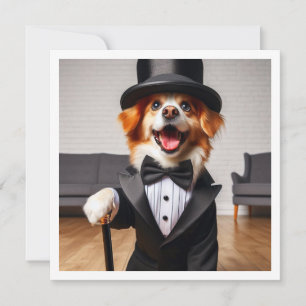 Black tie party, dog birthday, dog  invitation