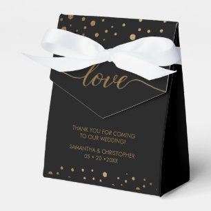 Black tie Personalized Gold Love Script Wedding  Favor Box