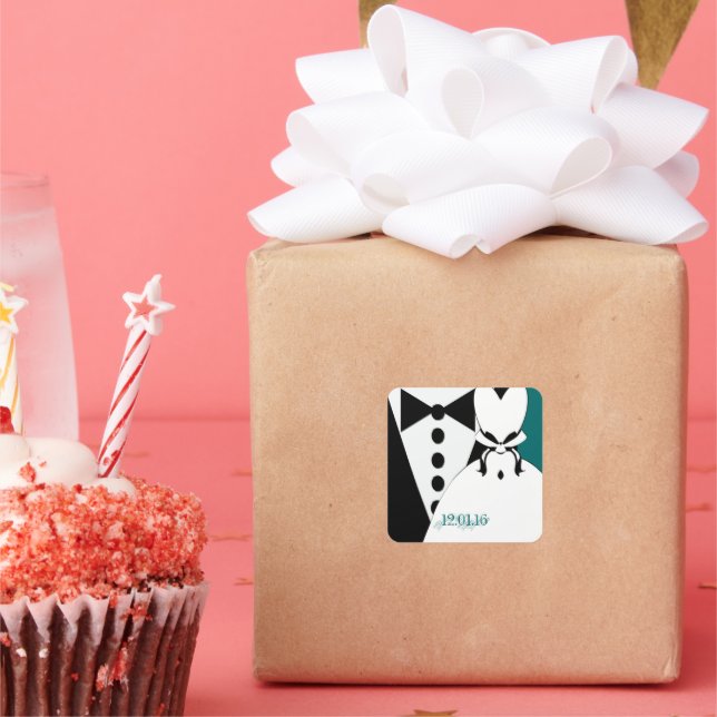 Black Tie Square Sticker (Party)