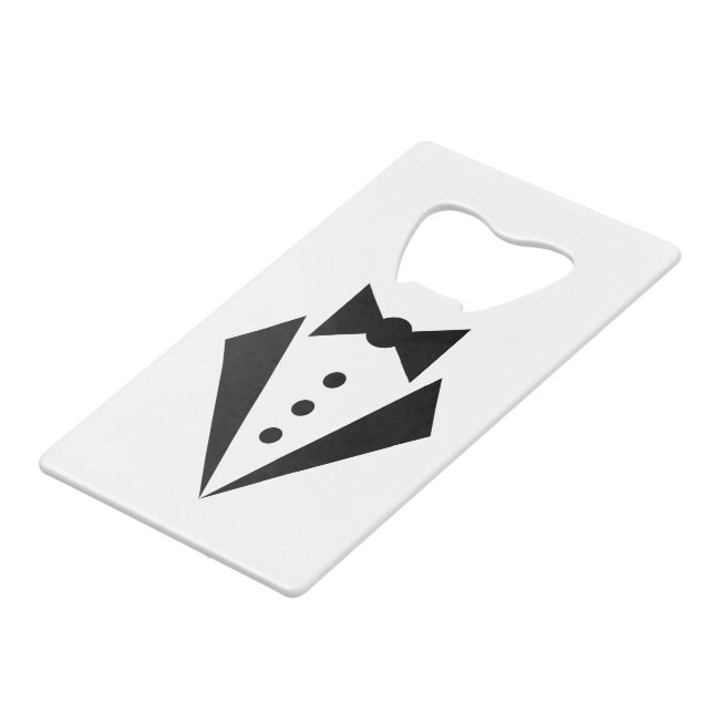 Black Tie - Tuxedo Bacherlor Party Credit Card Bottle Opener (Front Angled)