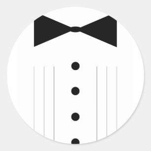 black tie tuxedo bowtie line drawing classic round sticker
