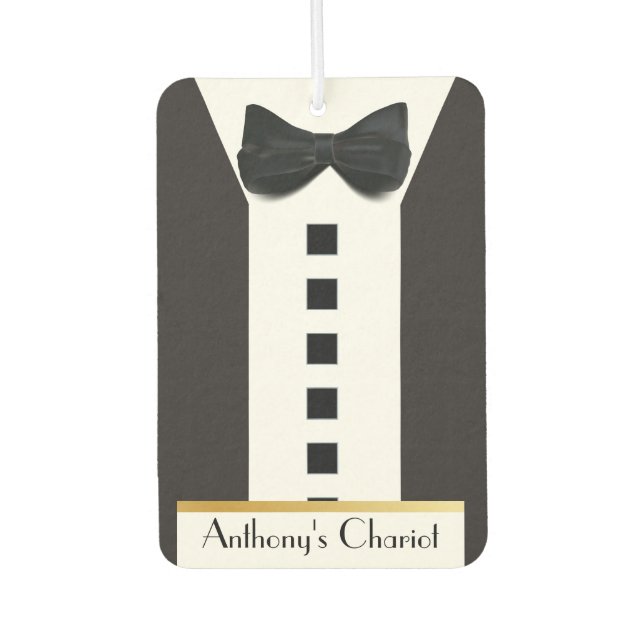 Black Tie Tuxedo 🎩 Funny Monogram Air Freshener (Front)