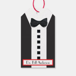 Black Tie Tuxedo 🎩 Funny Monogram Gift Tags