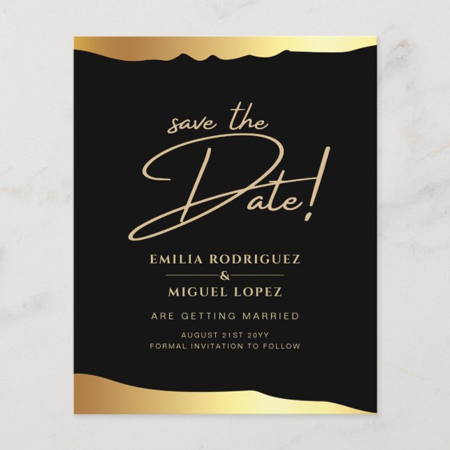 Black Tie Wedding Gold Foil Script Elegant Event  Flyer (Front)