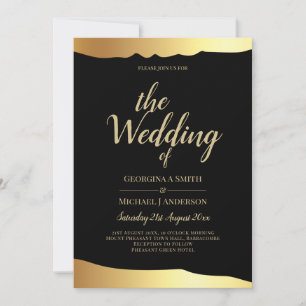 Black Tie Wedding Gold Foil Script Elegant Event Invitation