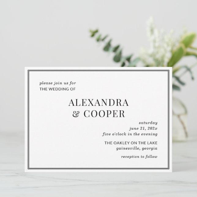 Black Tie Wedding Invitation (Standing Front)