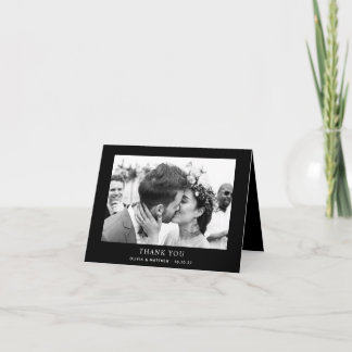 Black Tie Wedding | Modern Simple Folded Photo Thank You Card