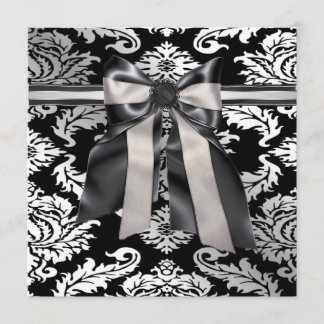 Black Tie White Black Damask Party Invitation