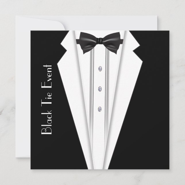 Black Tie White Tuxedo Formal Invitation (Front)