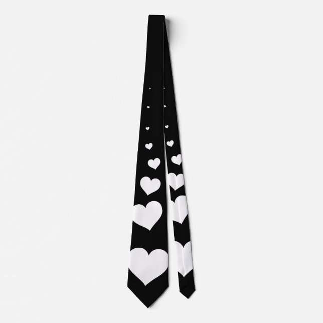 Black Tie with White Hearts (Front)