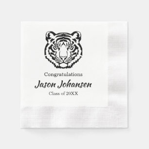 Black Tiger Mascot Graduation Napkin