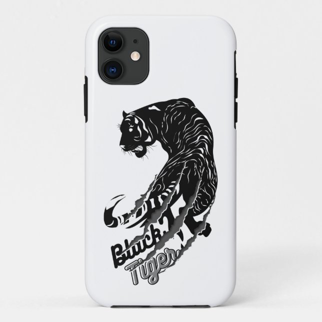 Black Tiger Vector Art with Black Tiger Text Case-Mate iPhone Case (Back)