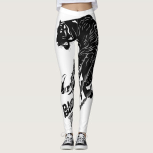 Black Tiger Vector Art with Black Tiger Text Leggings