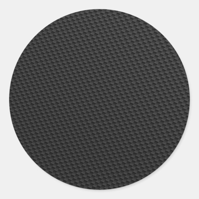 Black Tightly Woven Carbon Fibre Textured Classic Round Sticker (Front)