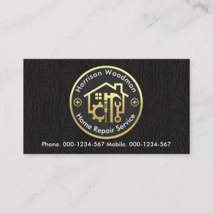 Black Timber Handyman Tools Circle Board Business Card