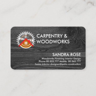 Black Timber Layer Home Saw Woodwork Business Card