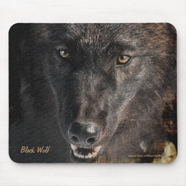 Black Timber Wolf Wildlife Conservation Mousepad (Front)