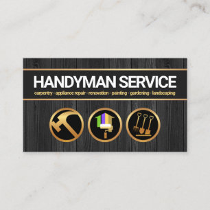 Black Timber Wood Handyman Tools Construction Business Card