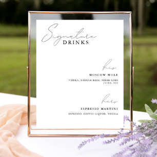 Black Timeless Calligraphy Signature Drinks Sign