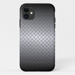 Black to Bright Steel Fade Diamondplate Background iPhone 11 Case