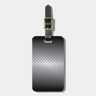 Black to Bright Steel Fade Diamondplate Background Luggage Tag
