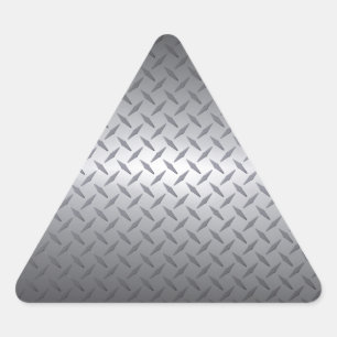 Black to Bright Steel Fade Diamondplate Background Triangle Sticker