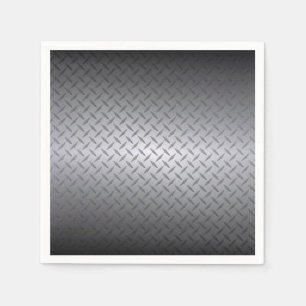 Black to Bright Steel Fade Diamondplate Pattern Napkin