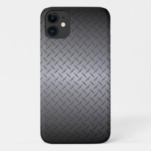 Black to Gray Diamondplate Steel Background Art iPhone 11 Case