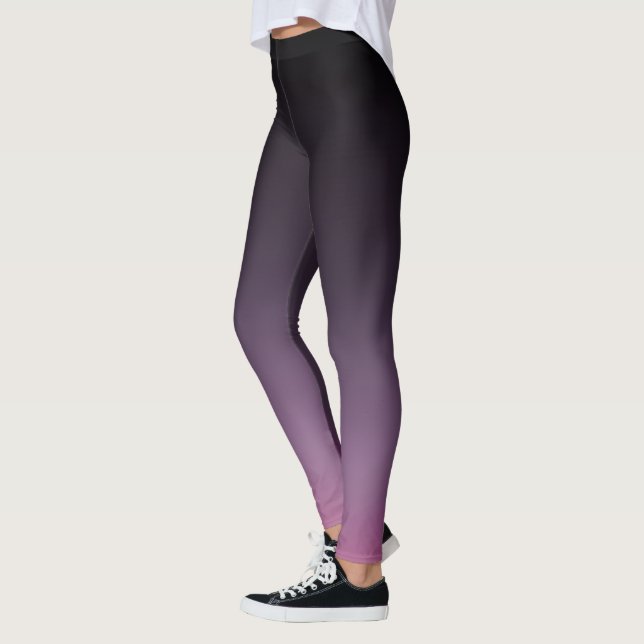 Black To Lilac Purple Ombre Gradient Fade Leggings (Left)