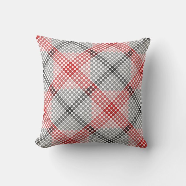 Black to red balls or holes, cross-aligned square throw pillow (Front)