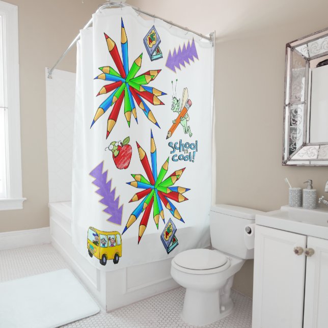 Black to School is Cool Shower Curtain (In Situ)